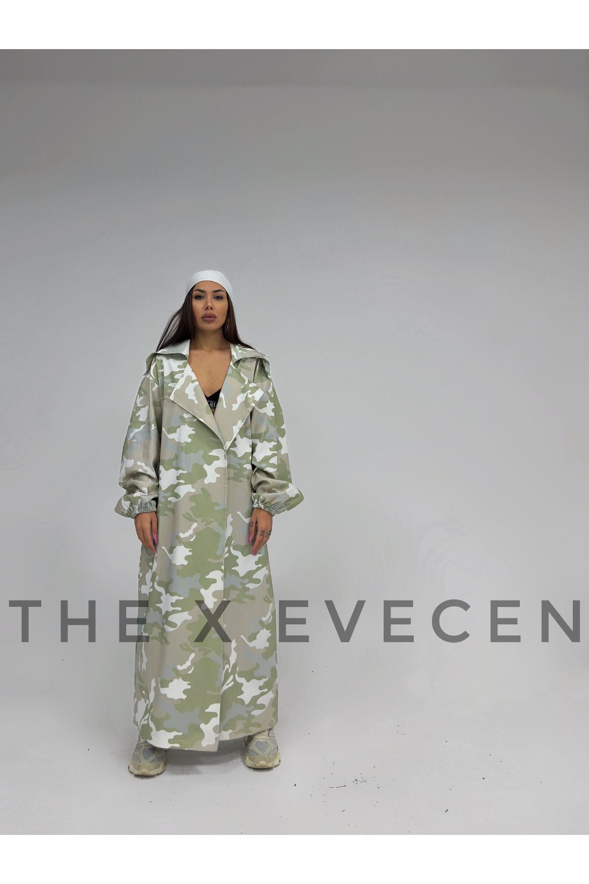 Gülşah Evecen Oversize Camouflage Trençkot