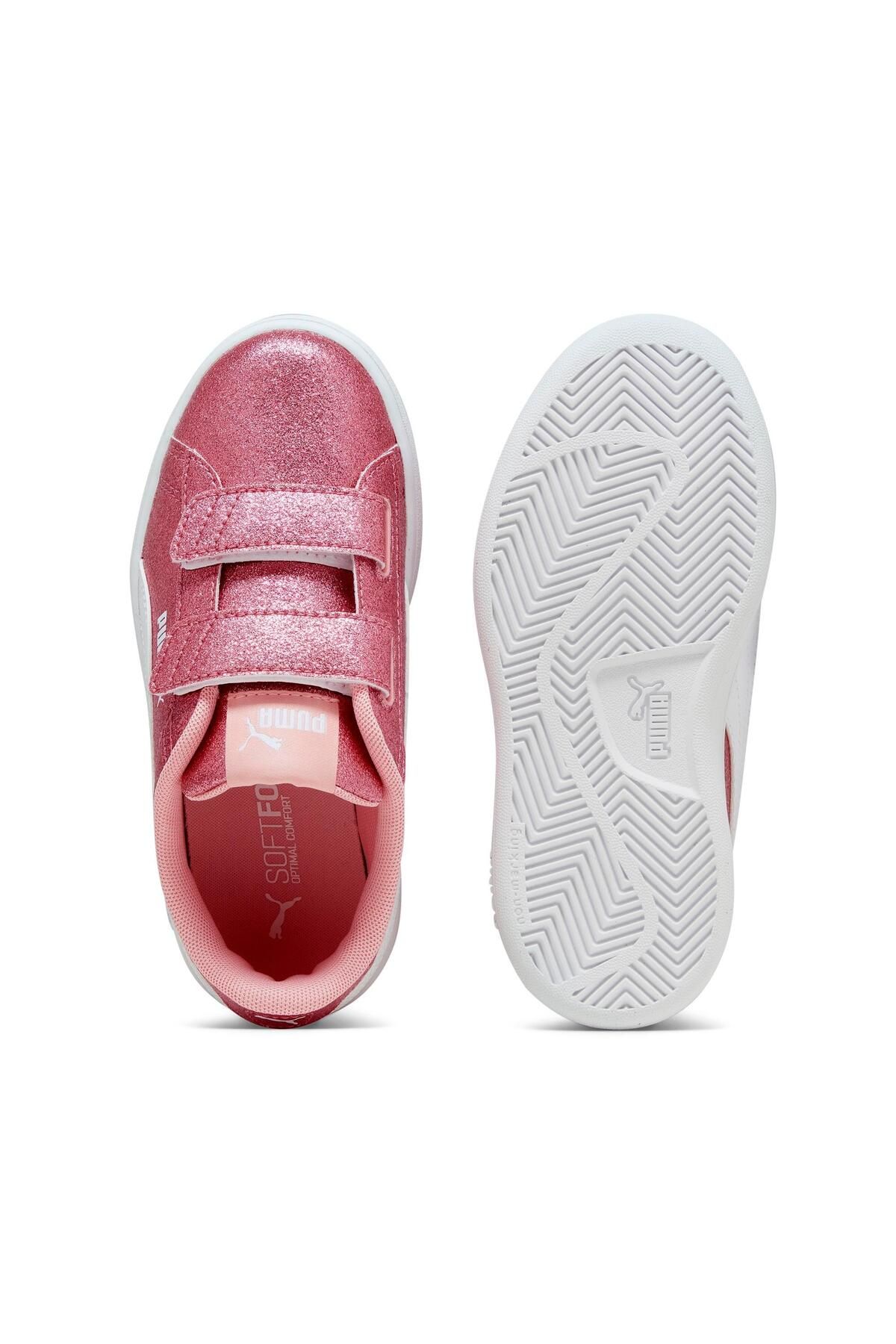 Puma-Smash 3.0 Glitz Glam V Ps Dziewczęce trampki Rozmiar 28-35 Biało-Różowe 7