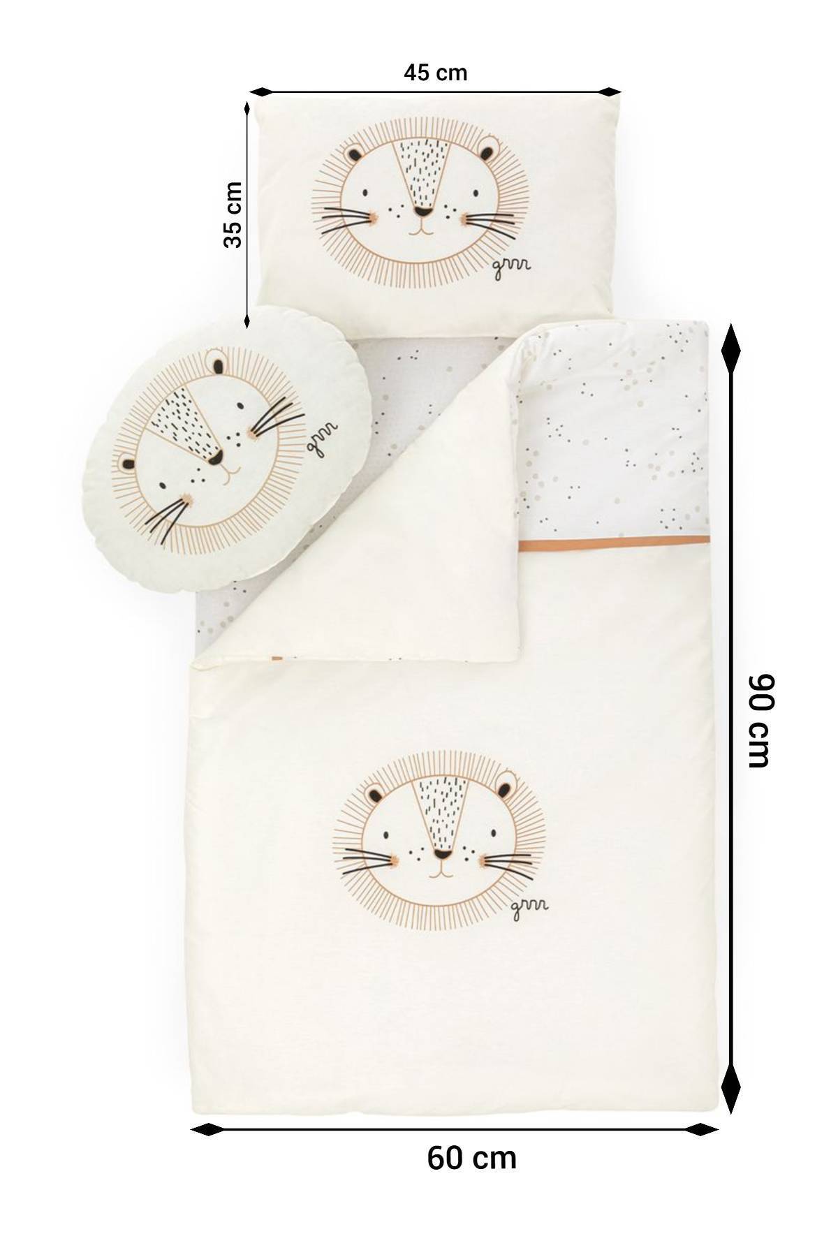 Wellgro Baby Lion 5 Parça Beşik Uyku Seti, 90x60 cm Bebek Beşik Uyku Takımı -Ekru fotoğrafı 2 (önizleme)