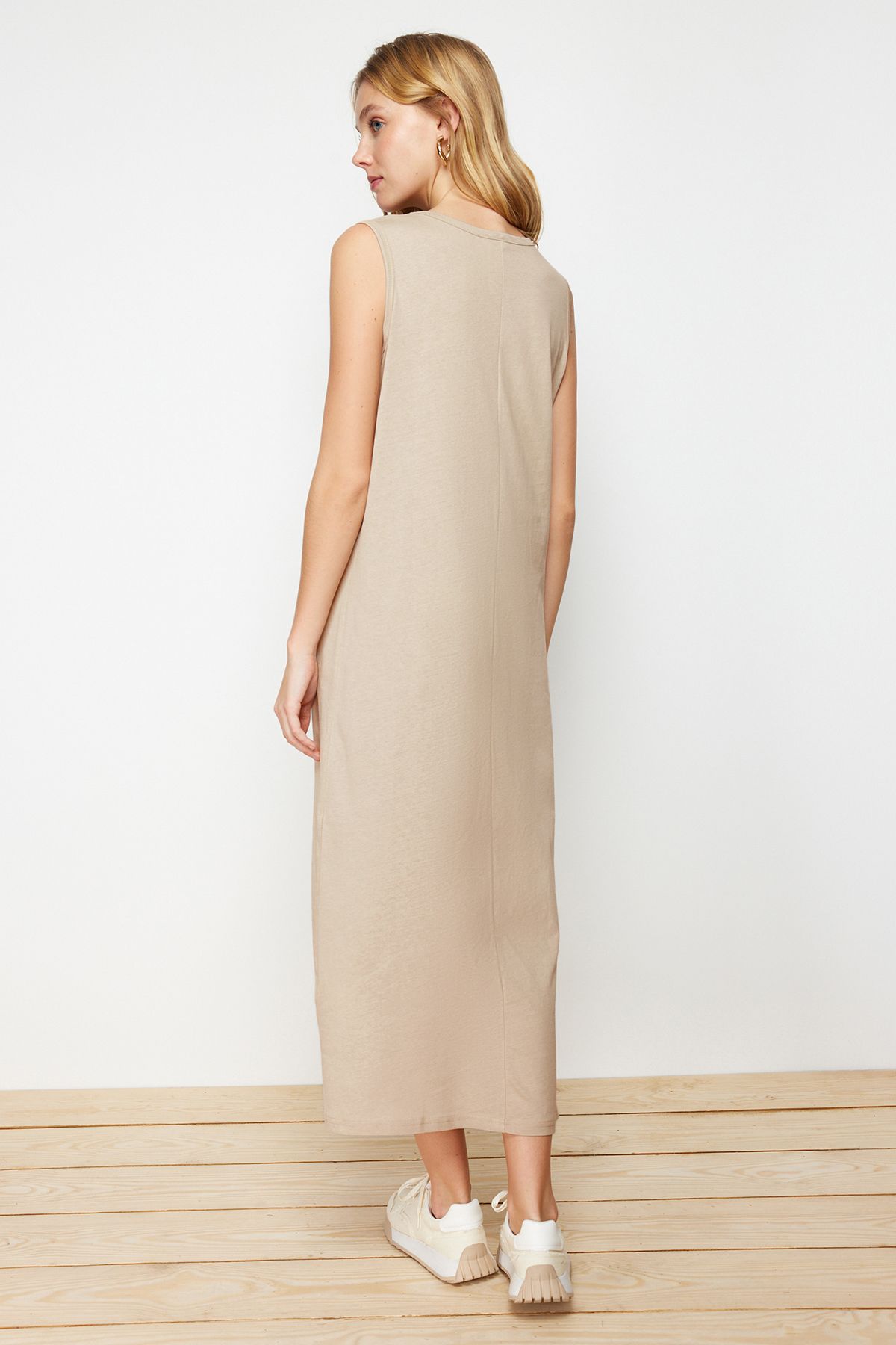 Trendyol Modest-Сукня-орма з 100 бавовни коричневого та бежевого кольору в 2 пакетах TCTAW22UK0110 5