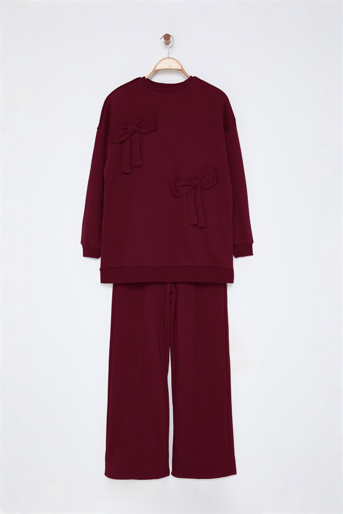 Trendyol Modest-Set de trening oversize cu panglică roșie Claret TCTAW25US00119 6