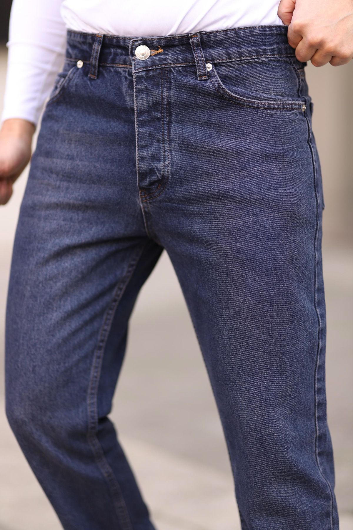 Trendyol Collection-Sötétkék 100% pamut Boyfriend Jeans farmer nadrág TMNAW25JE00020 3