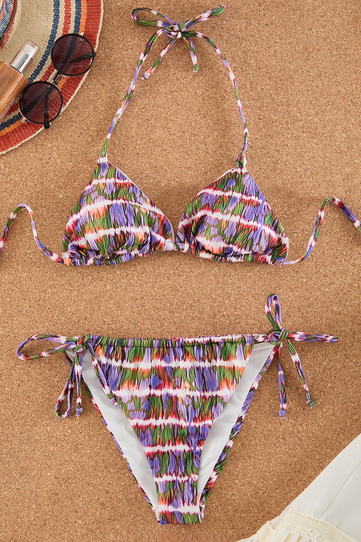 Trendyol Collection-Regular Bikini Suit with Abstract Pattern Triangle Accessories Tbess25Bt00001 5