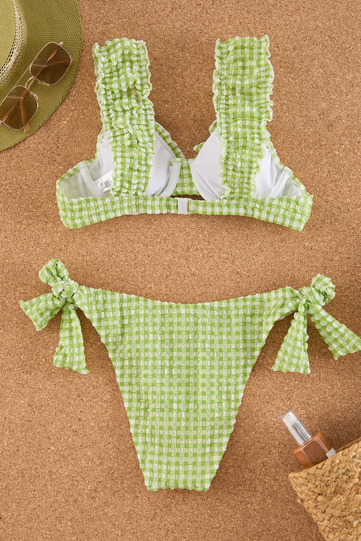Trendyol Collection-Gingham Pattern Bralette Textured Regular Pretty Bikini Set Tbess25Bt00035 8