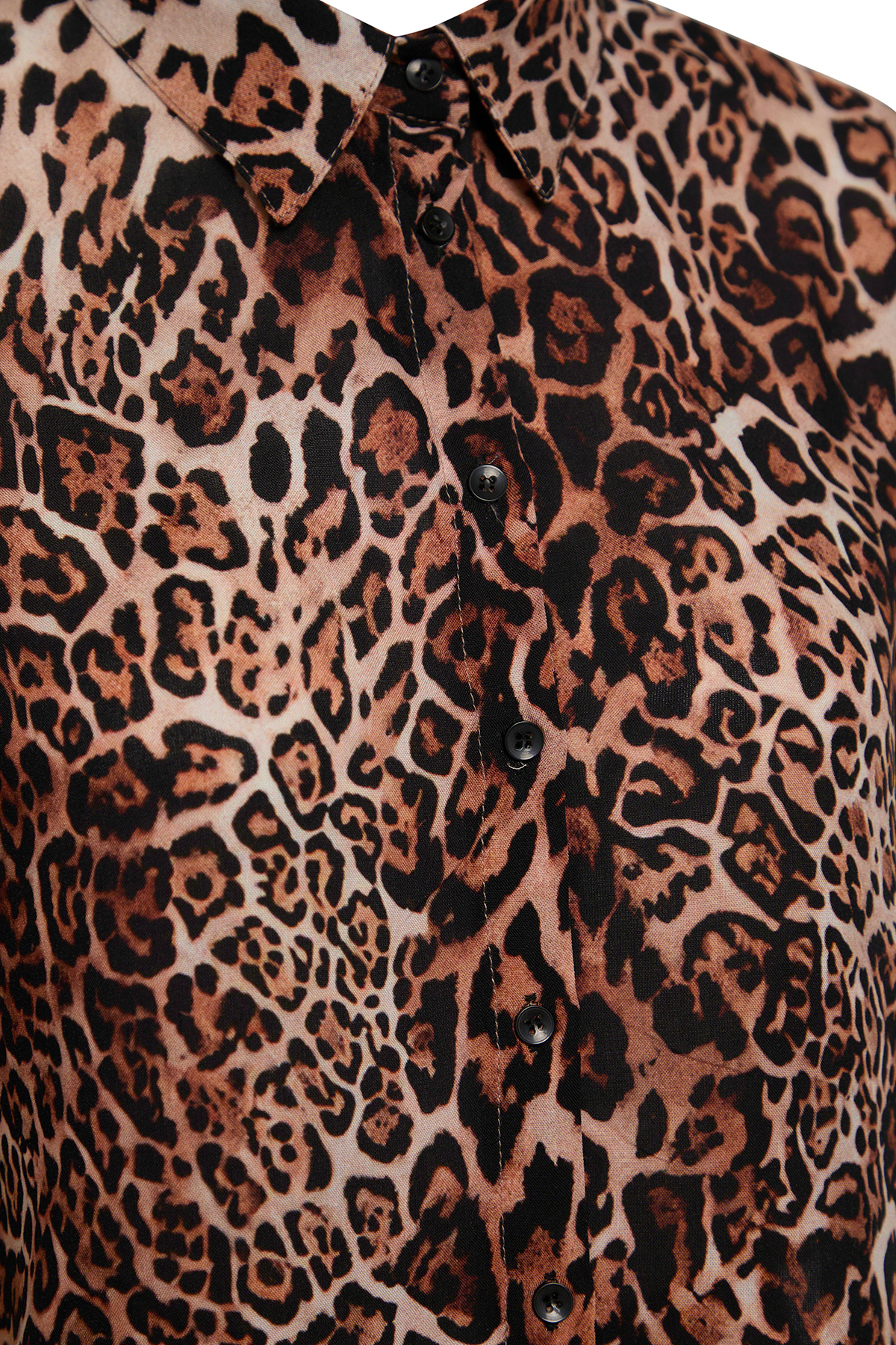 Trendyolmilla  Leopar Desenli Dokuma Plaj Gömlek-Pantolon Takım TBESS25AU00005 - Görsel 7