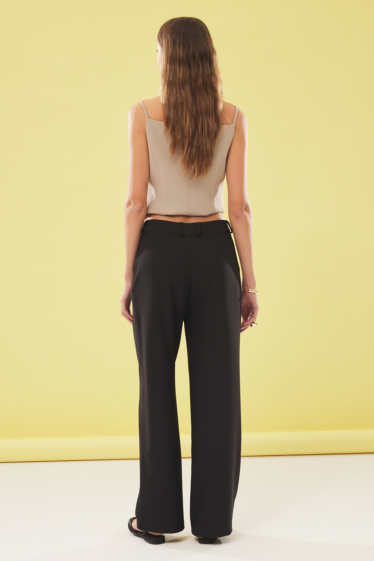 Trendyolmilla  Siyah Düşük Bel Wide Leg/Geniş Paça Dokuma Pantolon TWOSS25PL00025 - Görsel 7