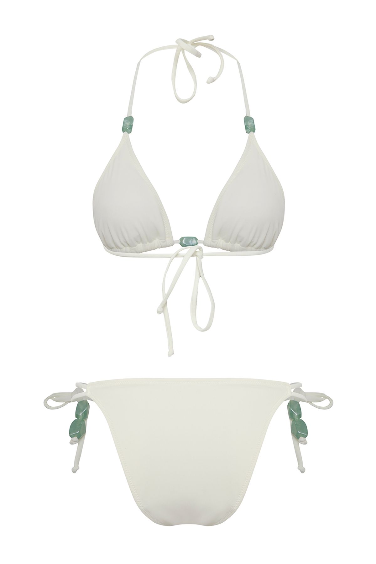 Trendyol Collection-Brasilianisches Bikini-Set mit Ecru-Dreiecksperlen-Accessoires TBESS25BT00056 6