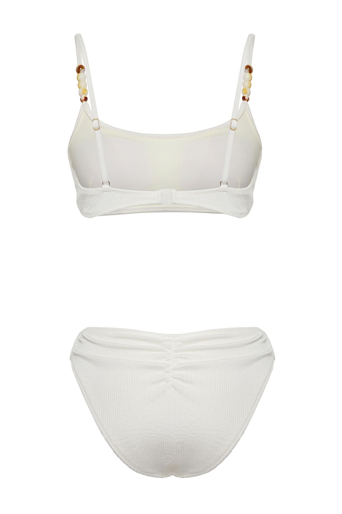 Trendyol Collection-Strukturierter Bralette-Bikini in Ecru – mit Perlenzubehör, reguläre Passform TBESS25BT00057 6