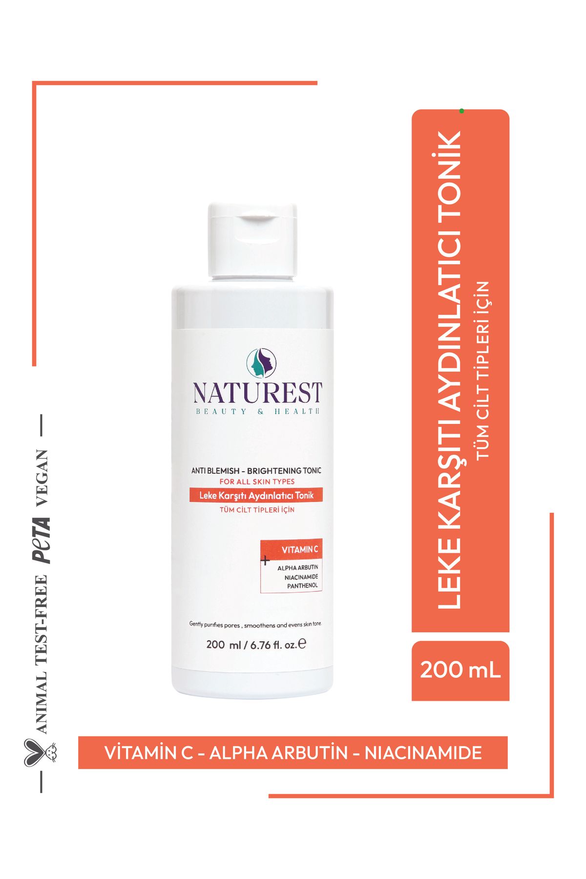 NATUREST BEAUTY & HEALTH C Vitamini Tonik Leke Karşıtı Aydınlatıcı Ve Cilt Tonu Eşitleyici Tüm Cilt Tipleri 200 ml