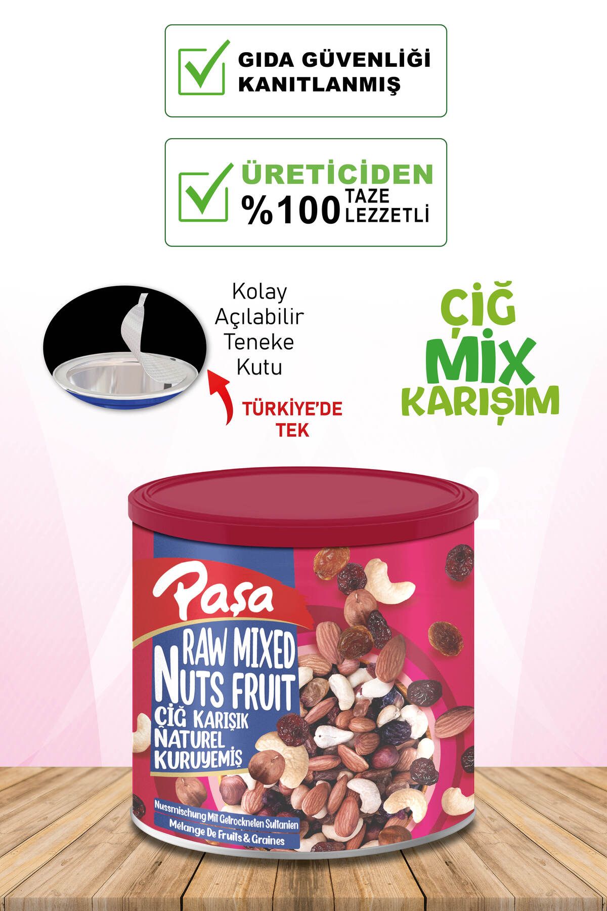 Paşa Kuruyemiş Çiğ Karışık Naturel Kuruyemiş Teneke Kutu 150 gr