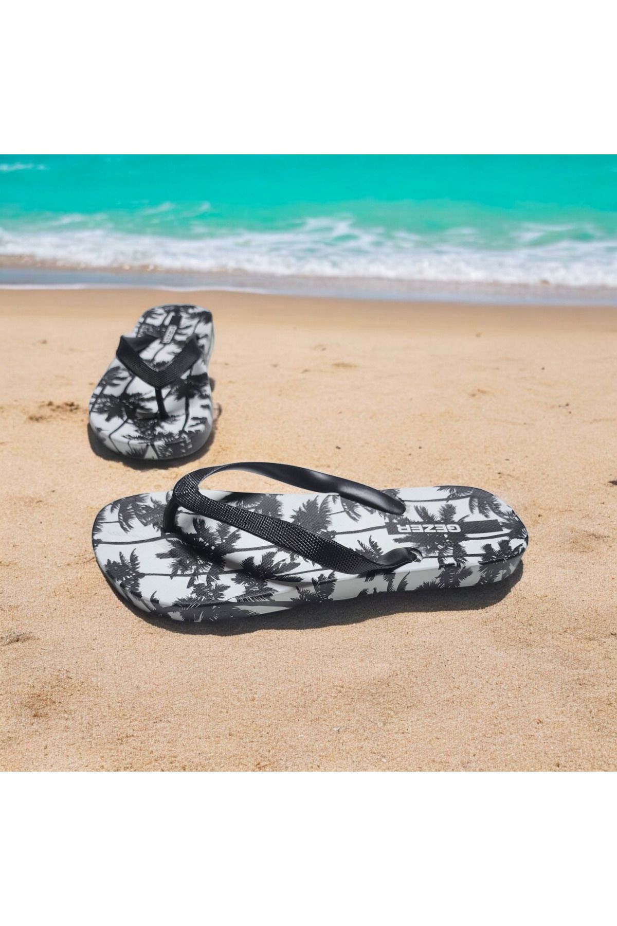 GEZER-Flip Flops de vară cu imprimeu palmier pentru piscină, papuci de mare 3