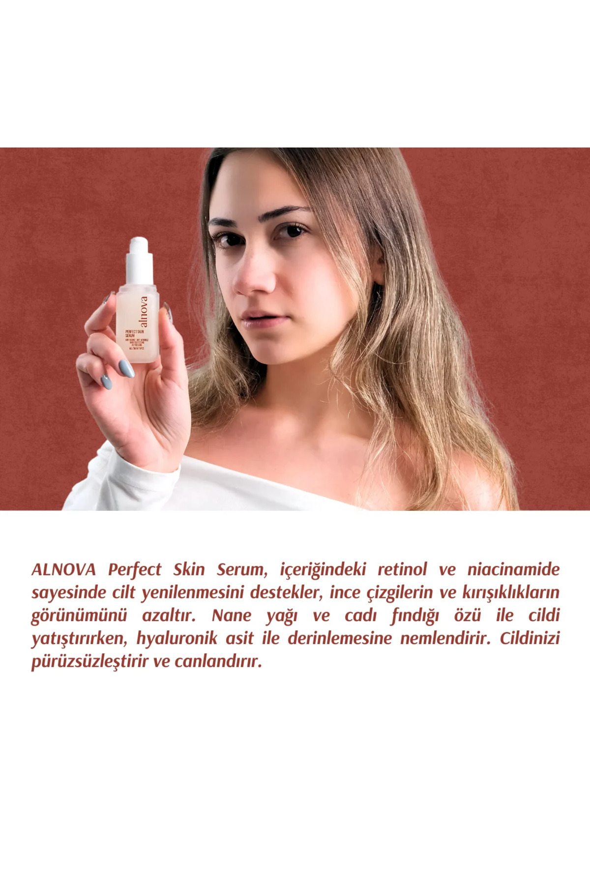 Niasinamid & Retinol & Hyaluronik Asit Içeren Yüz Serumu - Perfect Skin Serum — ALNPSSRM — تصویر 4 از 7