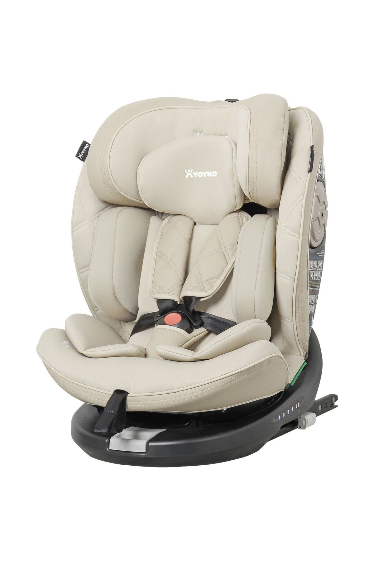 YOYKO Ultimate 360 ° Dönebilir Yatabilir 0-36 Kg Deri Oto Koltuğu ISOFIX/SIP/LATCH Krem