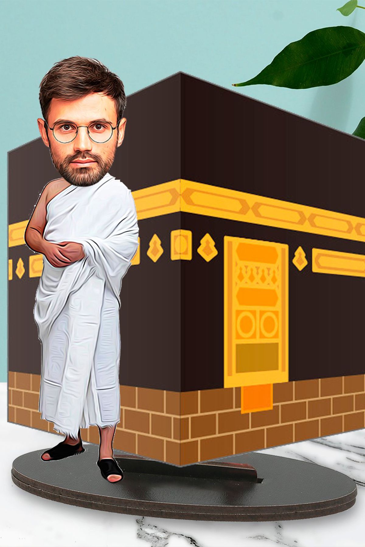 Kişiye Özel Fotoğraflı Kabe Tasarımlı Karikatür Biblo