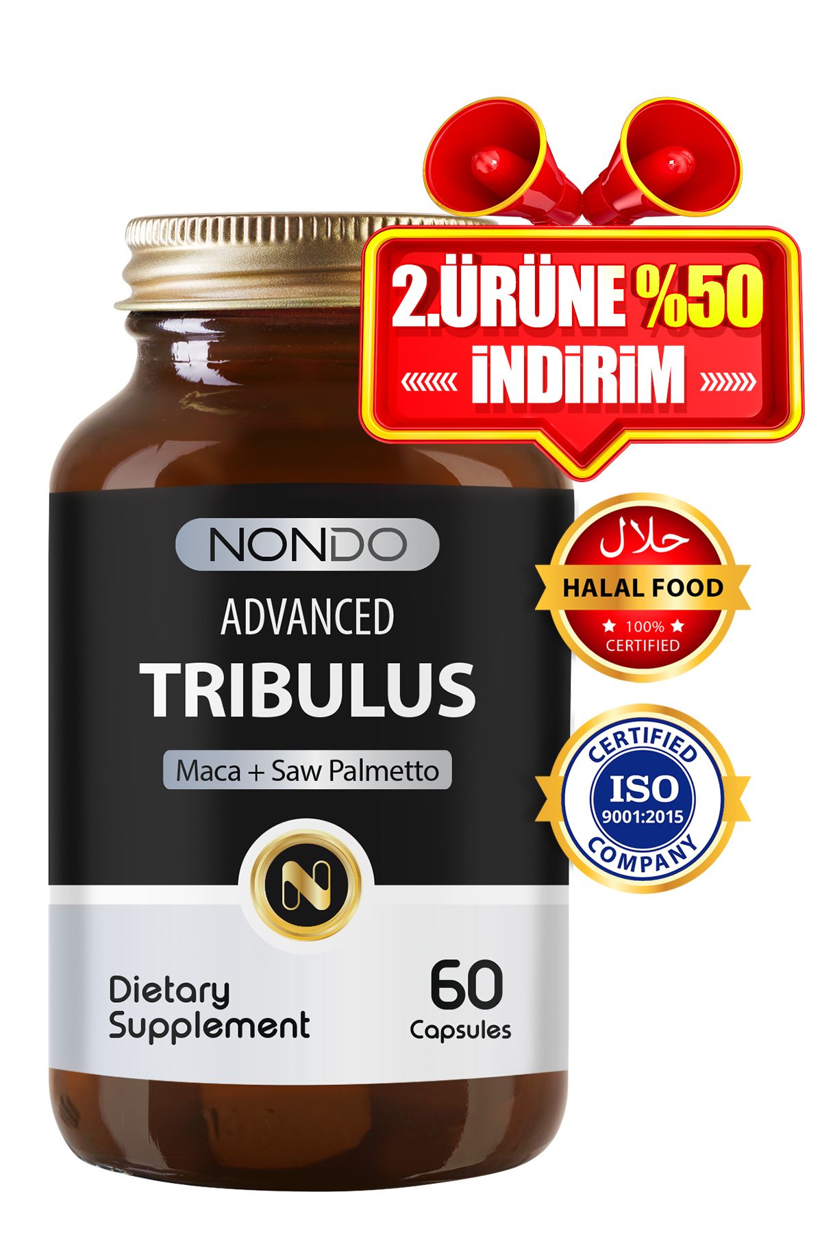 Nondo Tribulus 60 Kapsül ( Demir Dikeni, Tribulus Terrestris Saw Palmetto Kore Ginseng Ginko Biloba )-1