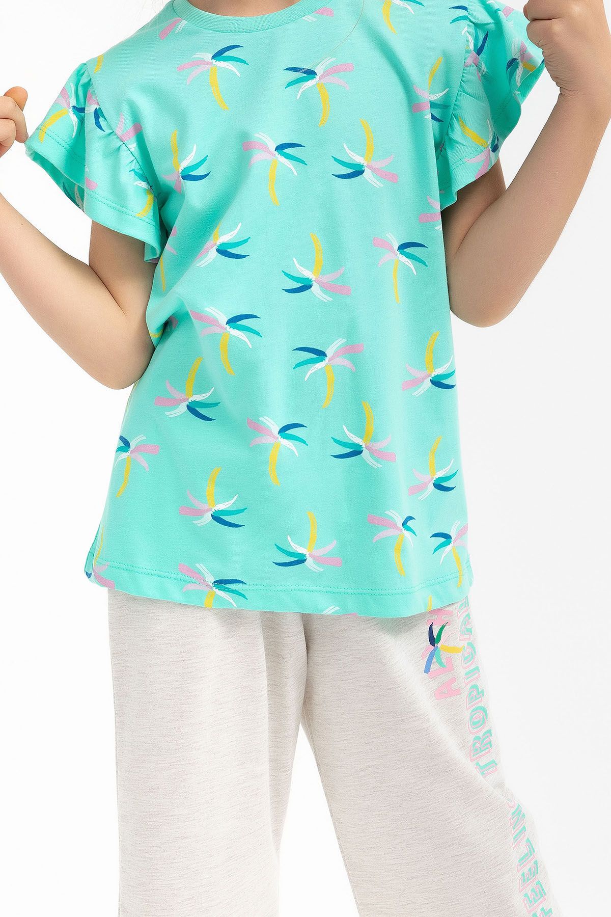 Rolypoly-Tropical Water Green Girl's Capri Suit 3