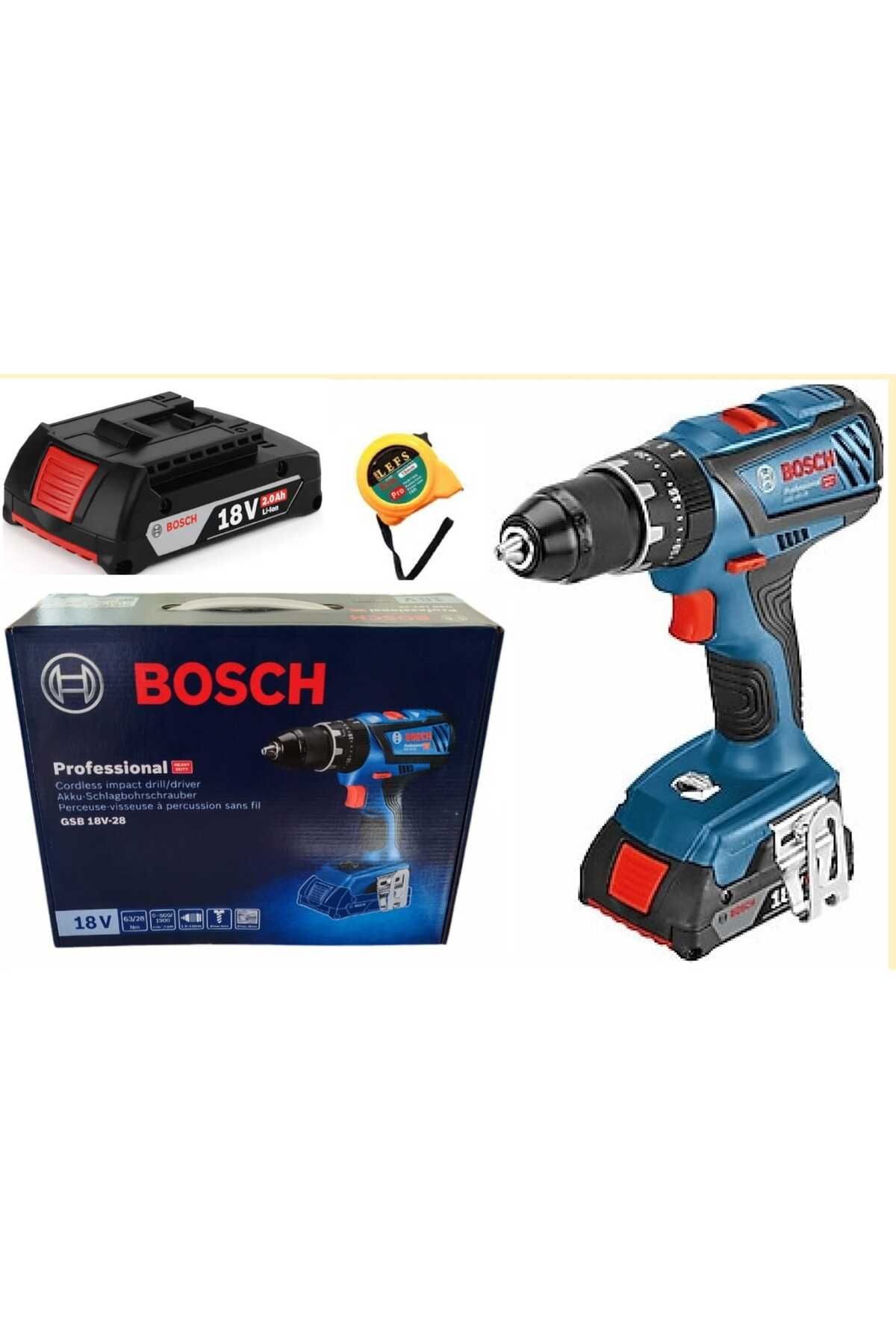 Bosch GSB 18 V 28 Darbeli ÇİFT BATARYA Karton Kutulu