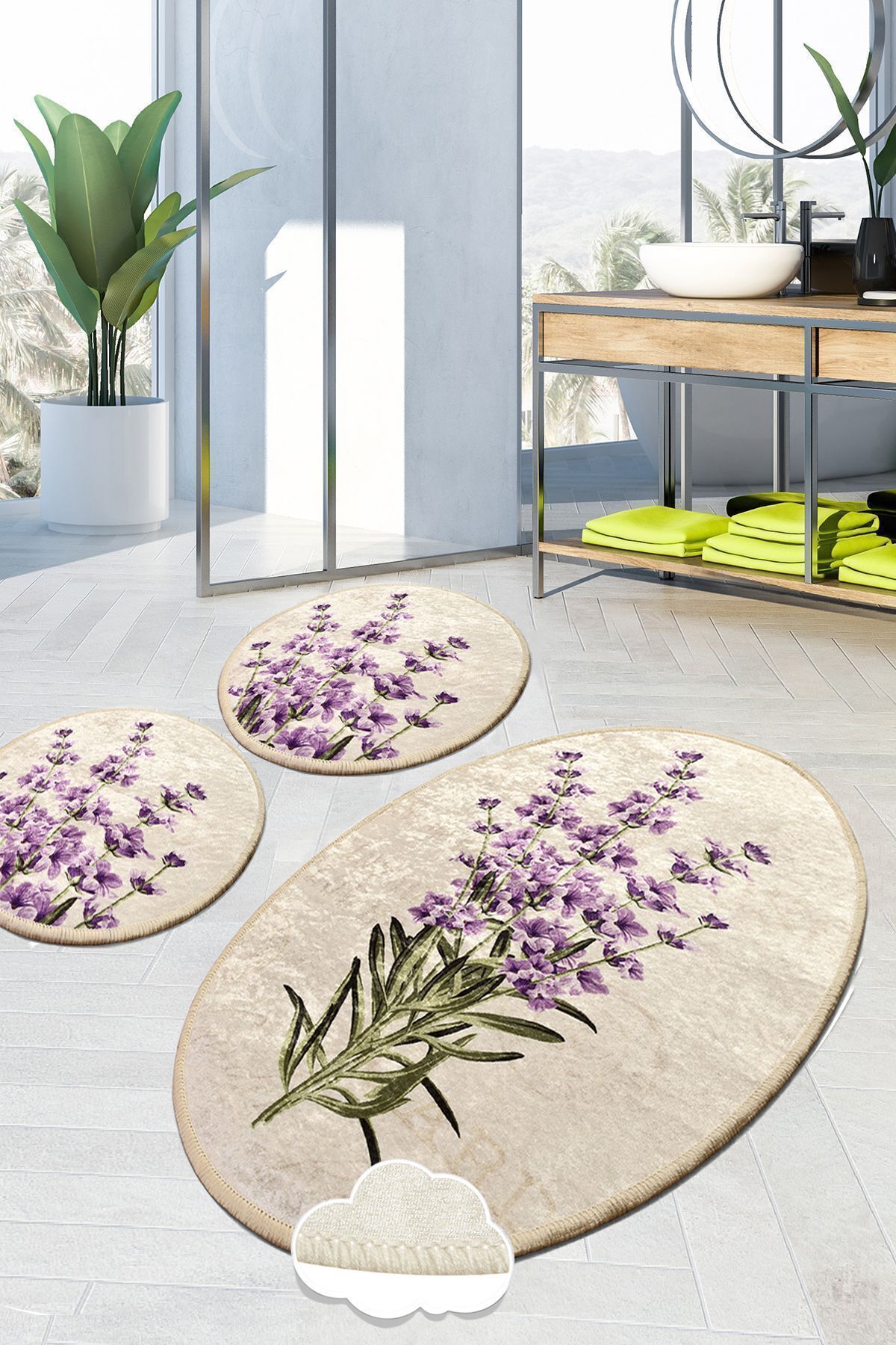 Iromica Home Lavender Djt 3'lü Set Banyo Paspası Klozet Takımı