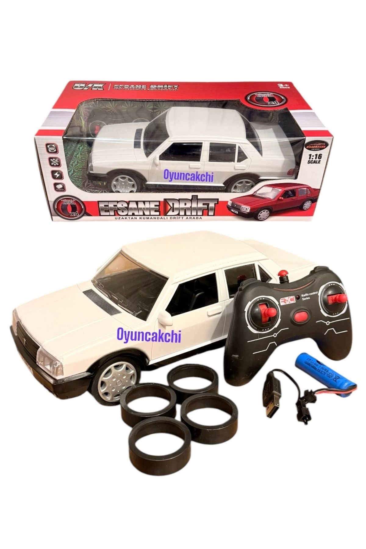 tmtoysandmore Tofaş Şahin Doğan SLX Uzaktan Kumandalı Efsane Drift Modeli Şarjlı Full Fonk Beyaz