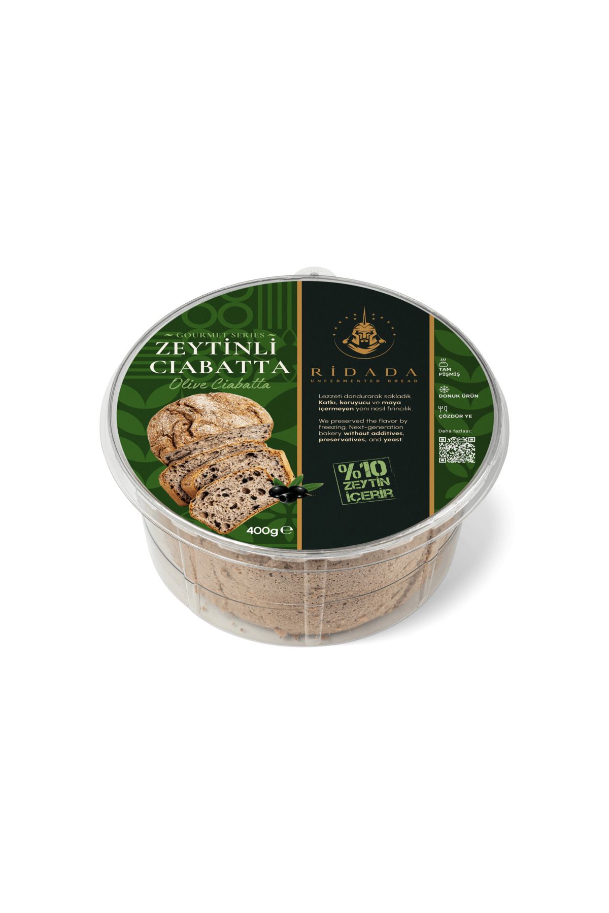 Ridada Zeytinli Ciabatta (Kekikli) Mayasız Vegan Ekmek 400 G