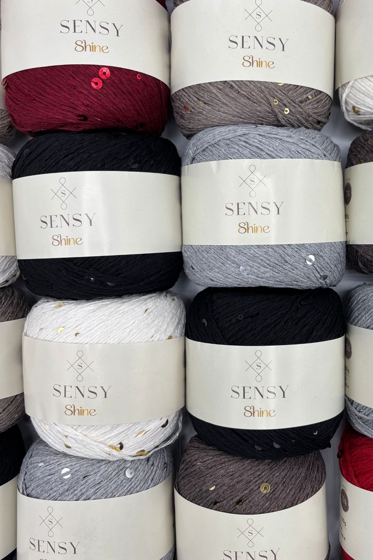 SENSY-حبل محبوك بالترتر اللامع باللون الأحمر الداكن 5