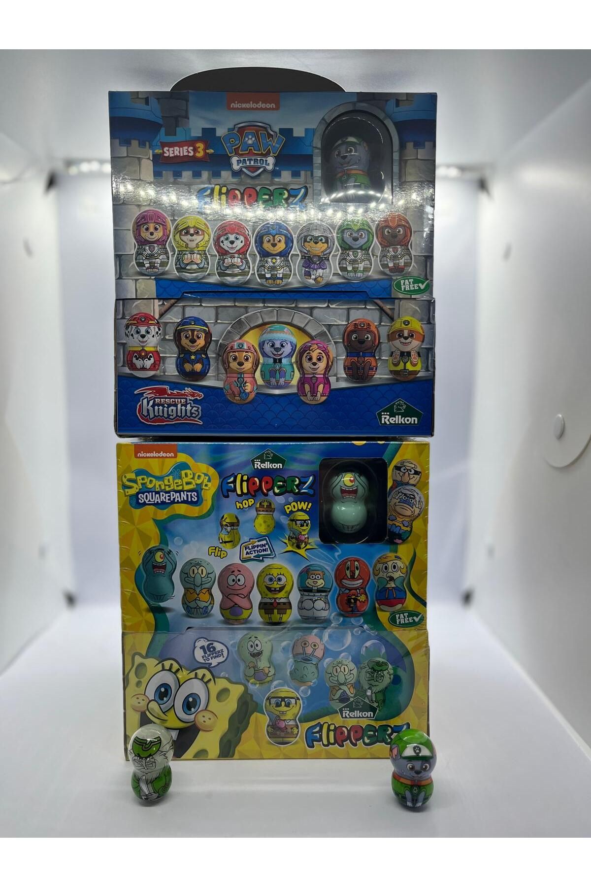 Unibon Relkon Paw Patrol + Spongebob Squarepants Flipperz Hacıyatmaz Figürleri 24+24= 48 Adet