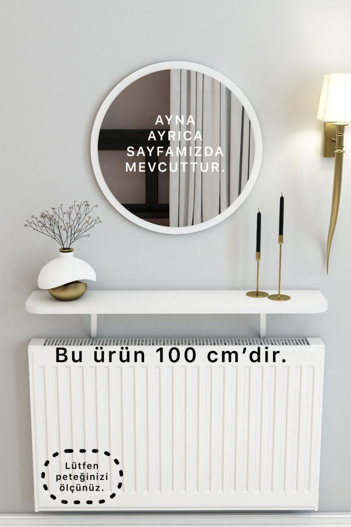 TALAŞTOZUM Beyaz Petek Üstü Tak Çıkar , Uçan Raf & Dresuar Duvar Montajsız Oval Kesim 100 Cm