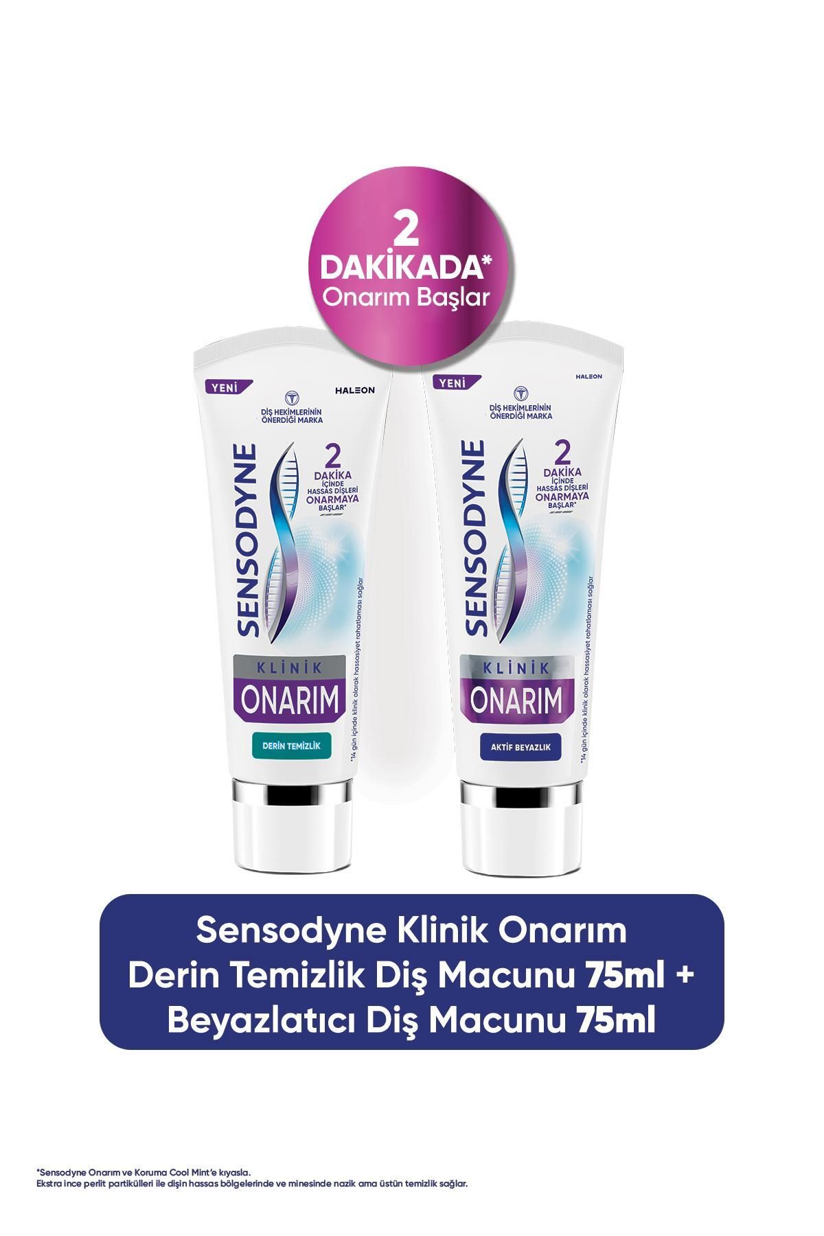 Sensodyne Klinik Onarım Derin Temizlik Diş Macunu 75ml + Beyazlatıcı Diş Macunu 75ml