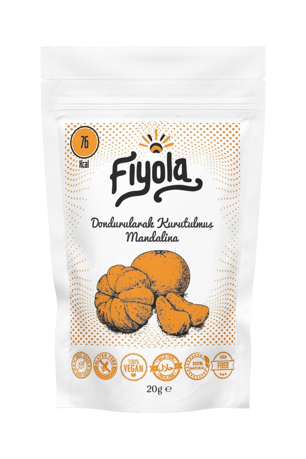 Fiyola Dondurularak Kurutulmuş Mandalina - Freeze Dried Mandalina - Kuru Çıtır Mandalina - (20 GR)