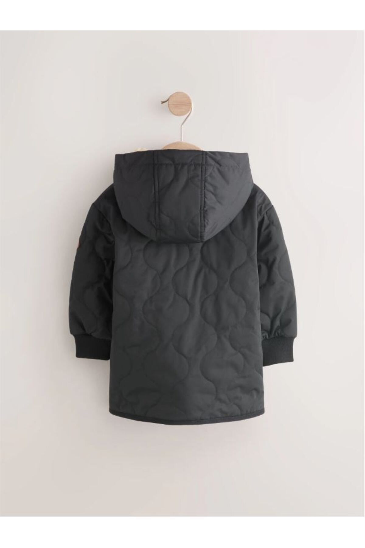Next-Boy's Coat with Black Fleece Lining and Cap 3