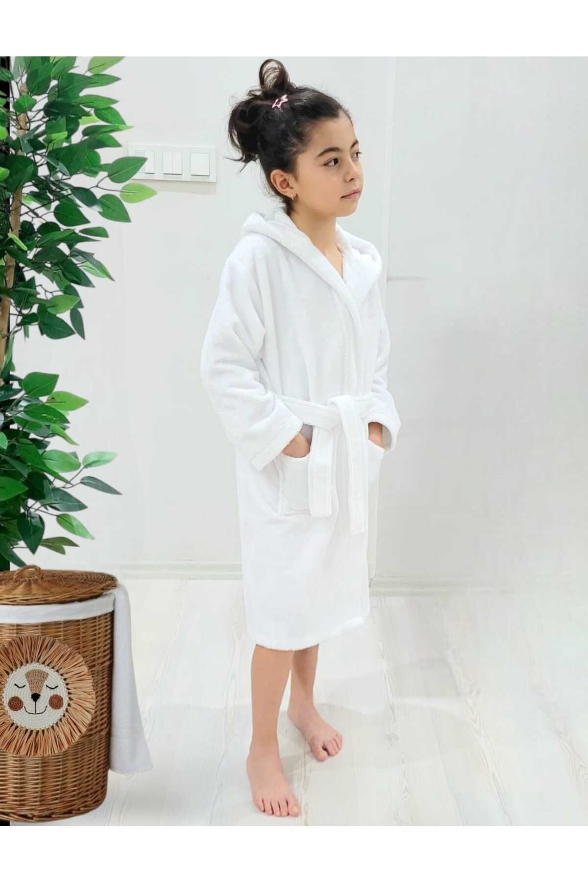 PAMUK HANIM-Boys-Girls Bathrobe - Cotton, Thick Soft and Hooded, White/Pole Bear 5