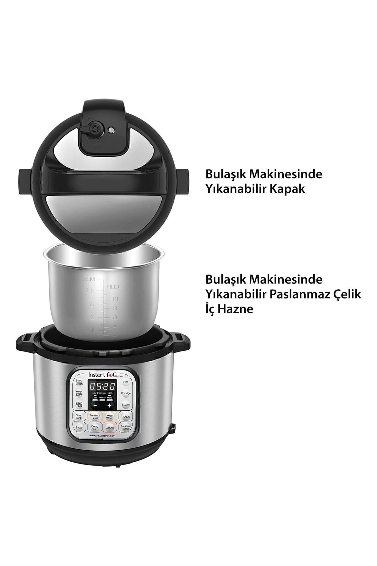Instant Pot Instant Duo Mini 7'si 1 Arada 3 L Paslanmaz Çelik Tencereli Buharlı Pişirici, Yoğurt Makinası fotoğrafı 4 (önizleme)