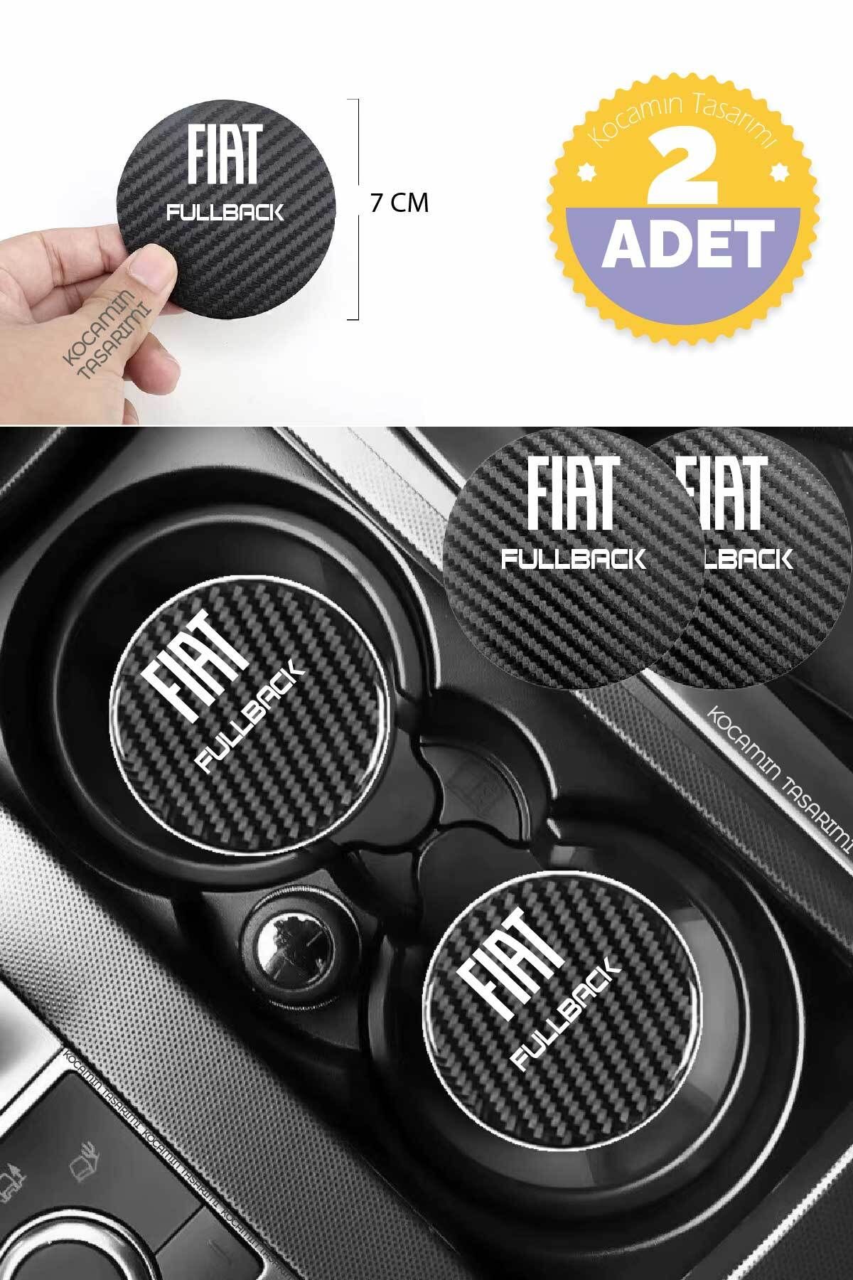 Kocamın Tasarımı Fiat Fullback Araba İçin Karbon Bardak Altlığı Fiat Fullback Yazılı 7 cm Dayanıklı Şık Tasarım 2 Ade