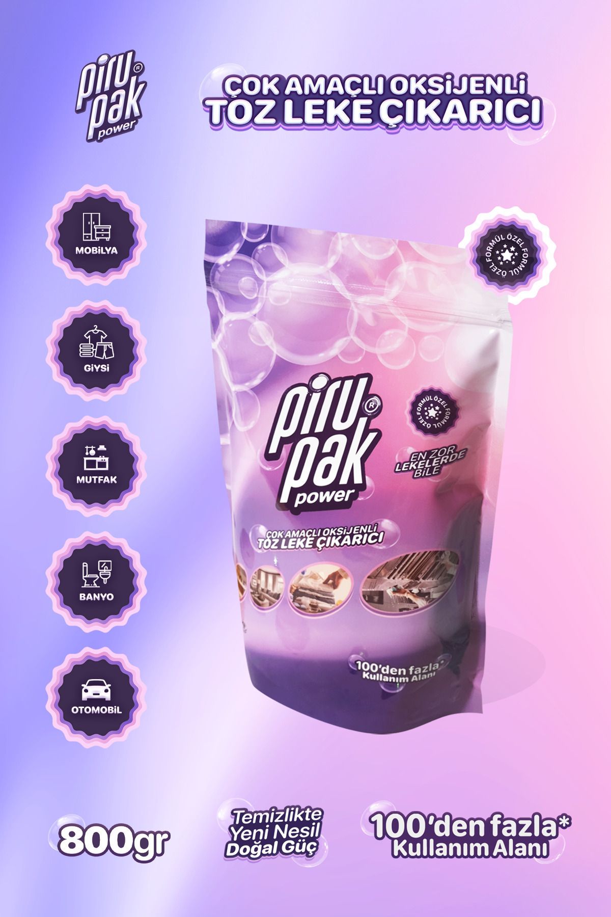 POWER Pirupak Çok Amaçlı Oksijenli Toz Leke Çıkarıcı 800gr