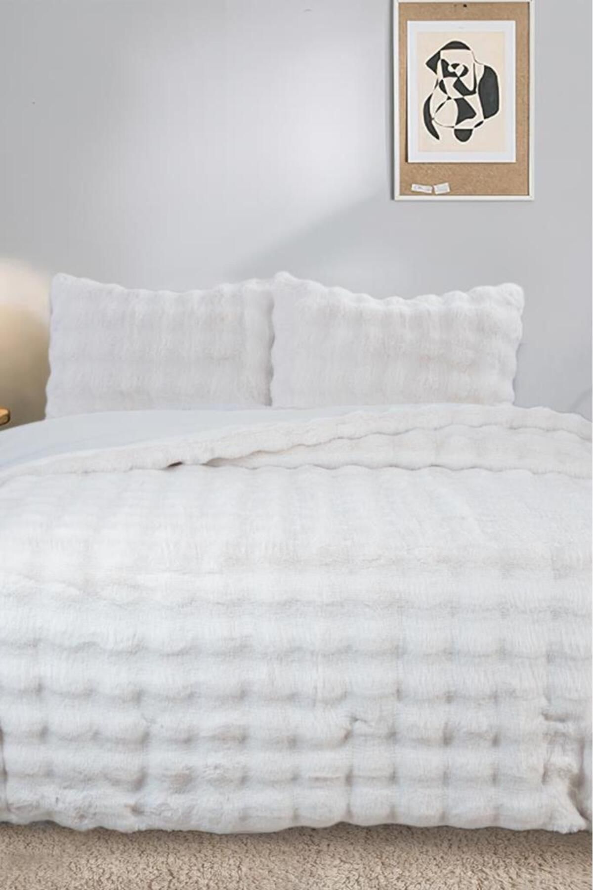 Çeyiz Diyarı-Bubble Rabbit Feather Double Bedspread 220X240 cm Cream 1