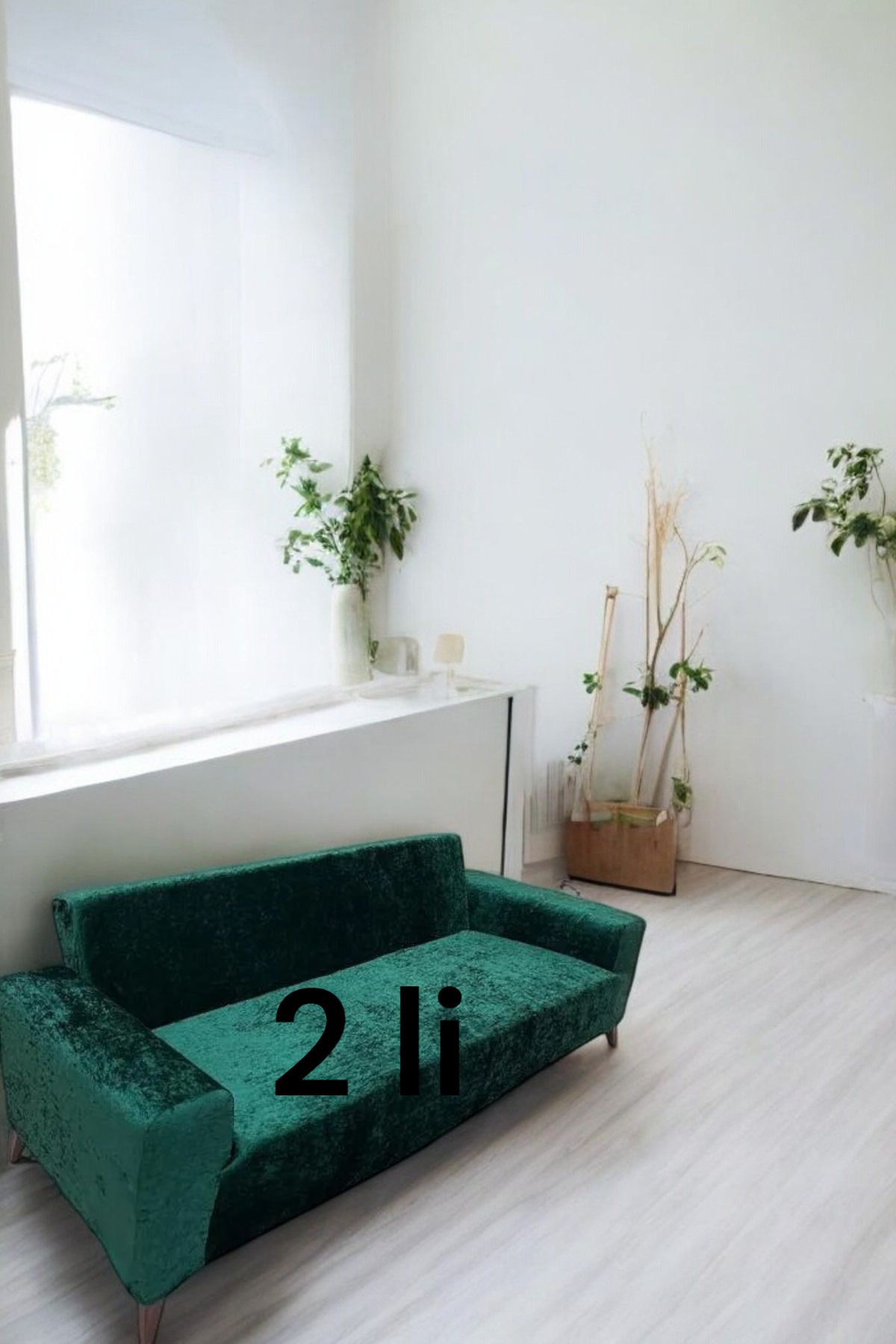 MADAME BELLA Set De 2 Huse Pentru Canapea Din Catifea Strălucitoare (verde Smarald) - One Size
