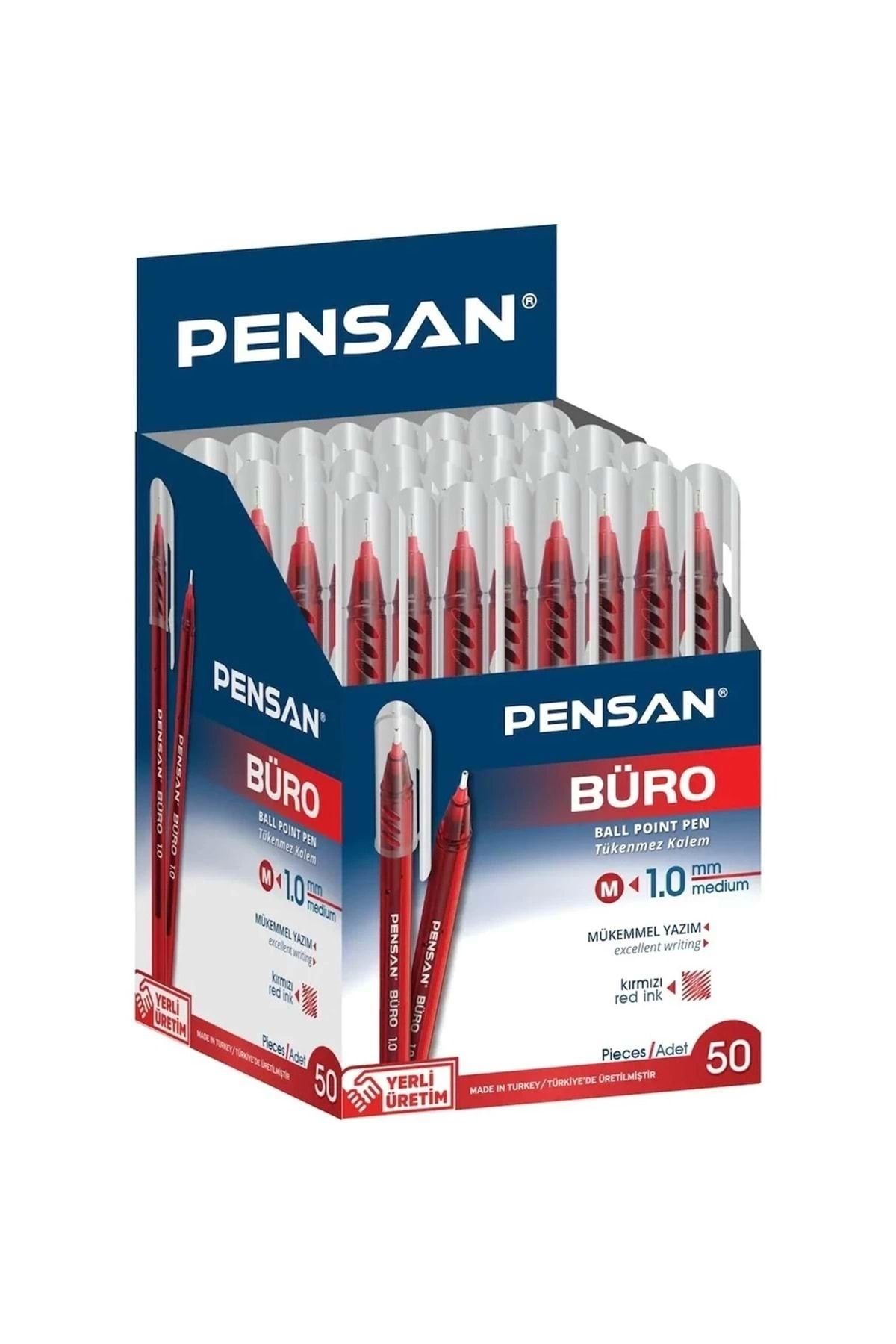 Pensan Büro Tükenmez Kalem 1 Kırmızı 50 Li Paket