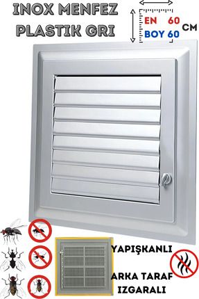 NUBLADO Havalandırma Menfezi Banyo Wc Tuvalet Menfez Plastik Panjur Gri 60x60...