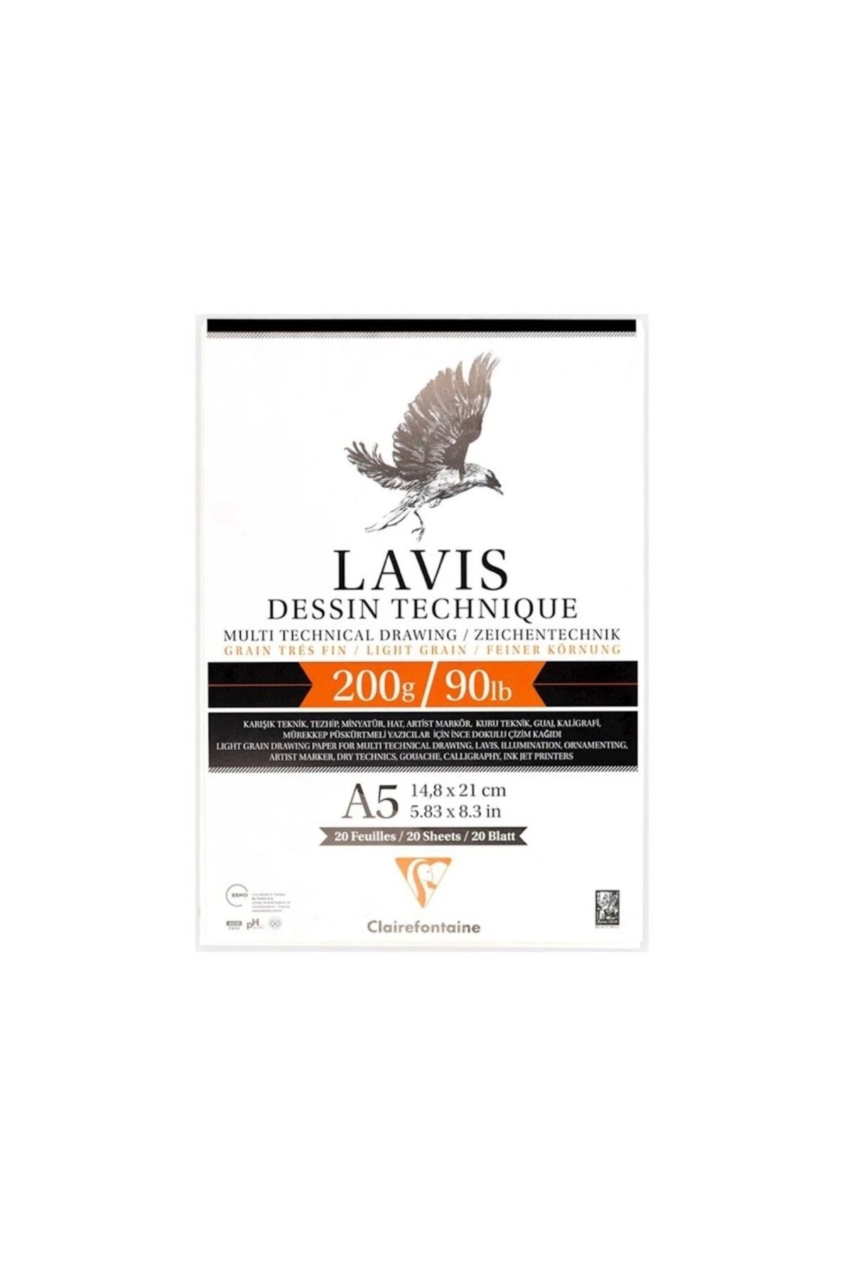 Clairefontaine-Alpha Lavis Multi Technic A5 Block 20 Sheets Top Adhesive 1