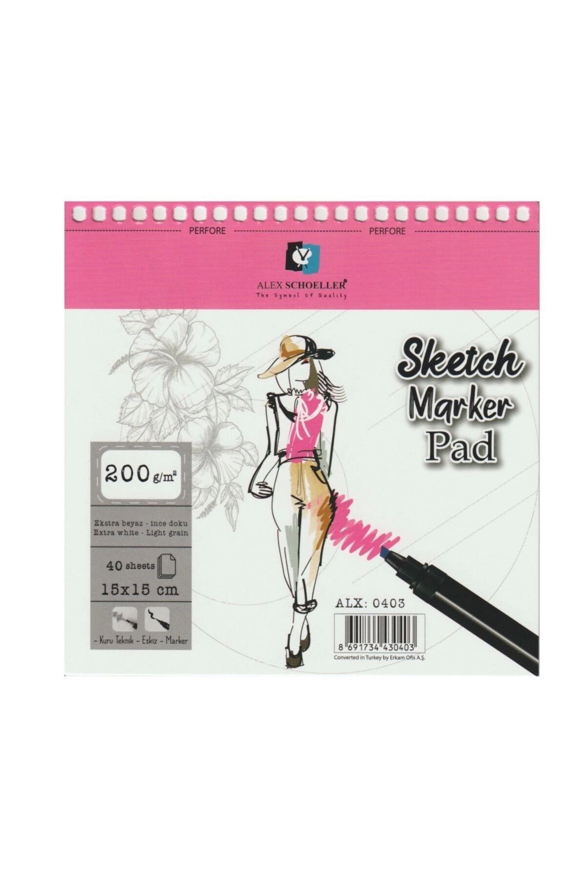 Alex Schoeller Spiralli Sketch Marker Pad 200gr 15x15cm 40 Yaprak