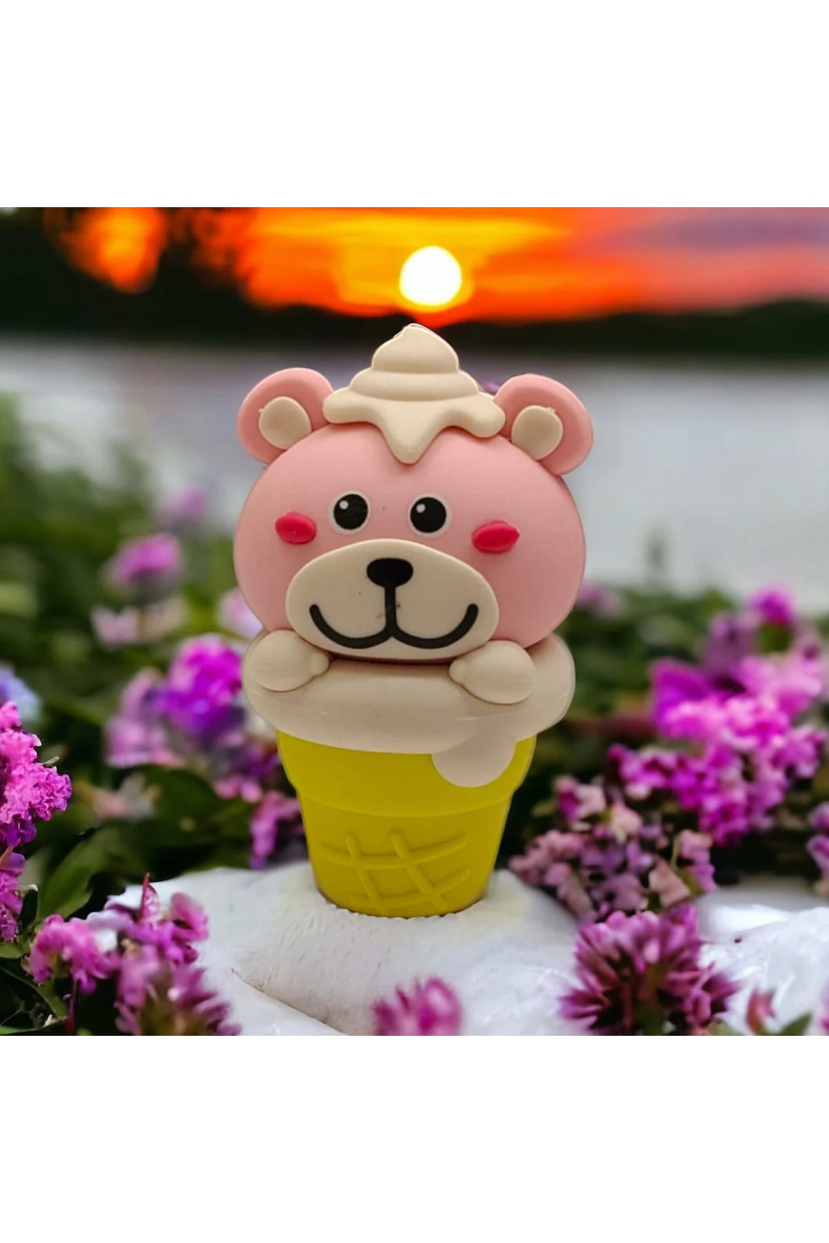 karinabest Animal Design Ice Cream Shape Eraser Eğlenceli Şekilli Silgiler 8 cm 1 Adet Pinky Yellow Bear