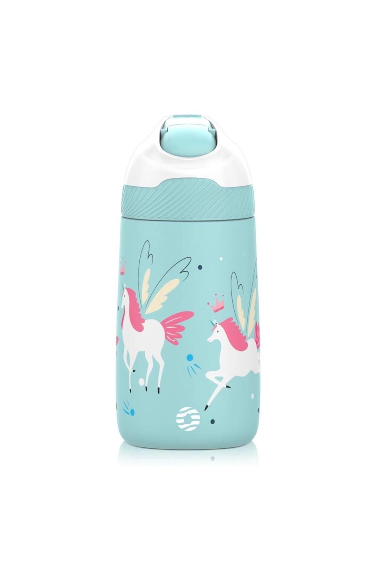 قمقمه کمپ آبی دخترانه و پسرانه بچگانه ان فولادی Pipetan Children Thermos Matara 350ml Unicorn فیروزه ای Vagonlife