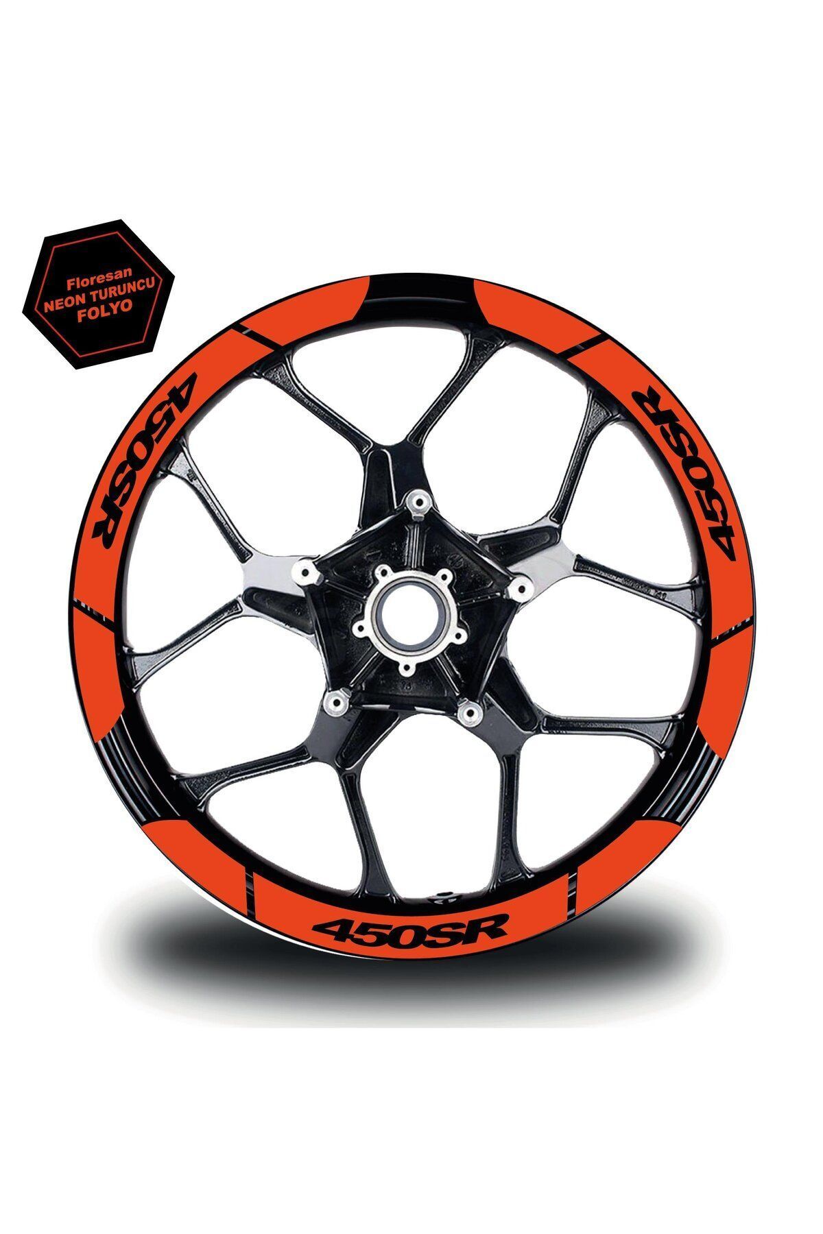 MLH STORE Neon Turuncu CF MOTO 450 SR Geniş Jant Sticker Etiket Modeli