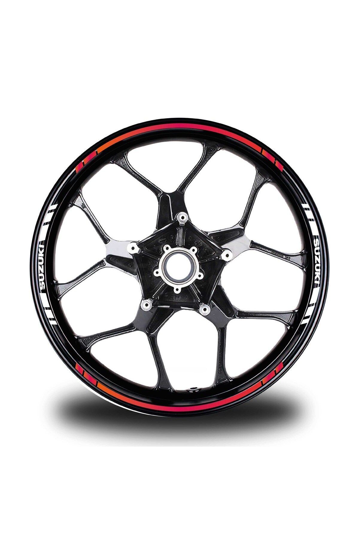 MLH STORE Suzukı Yazılı Kısa Yazısız Uzun Dış Şerit 16'lı Çift Renk Jant Sticker Modeli