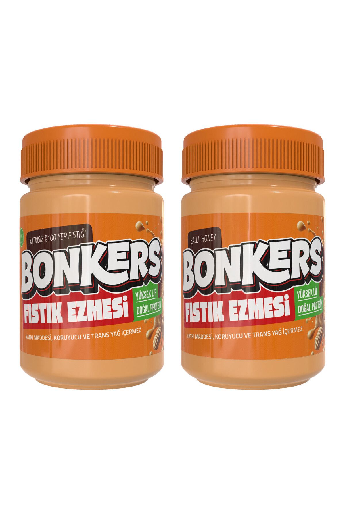 Bonkers Sade Fıstık Ezmesi 315 gr  + Ballı Fıstık Ezmesi 315 gr