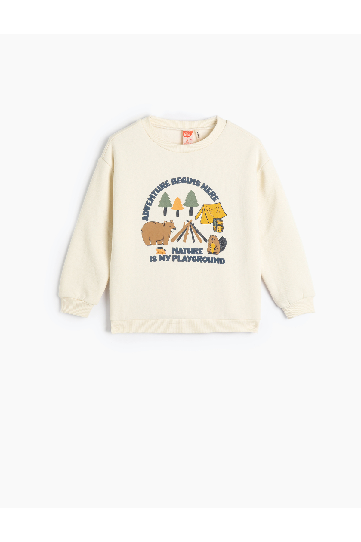 Koton Sweatshirt Uzun Kollu Doğa Temalı Baskı Detaylı Şardonlu Bisiklet Yaka fotoğrafı 2 (önizleme)