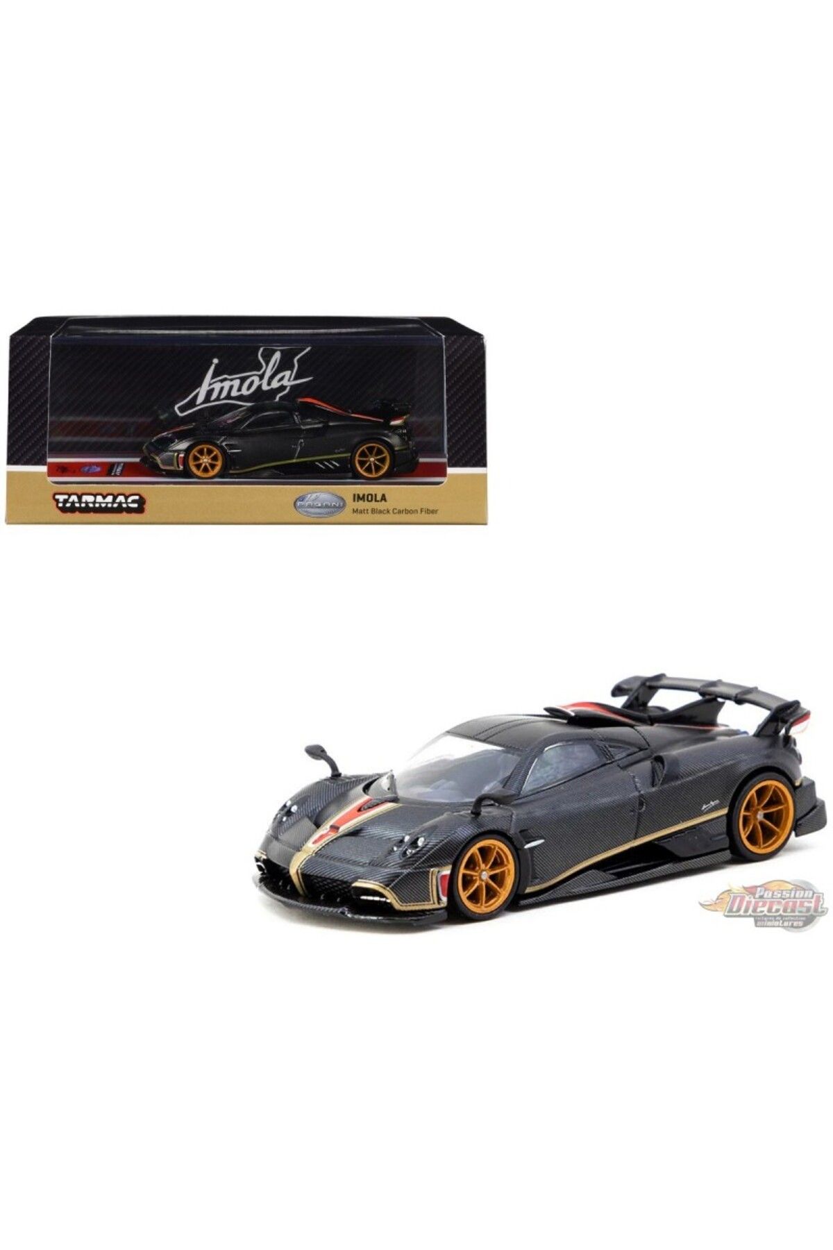 Tarmac Works 1/64 Pagani Imola Matt Black Carbon Fiber