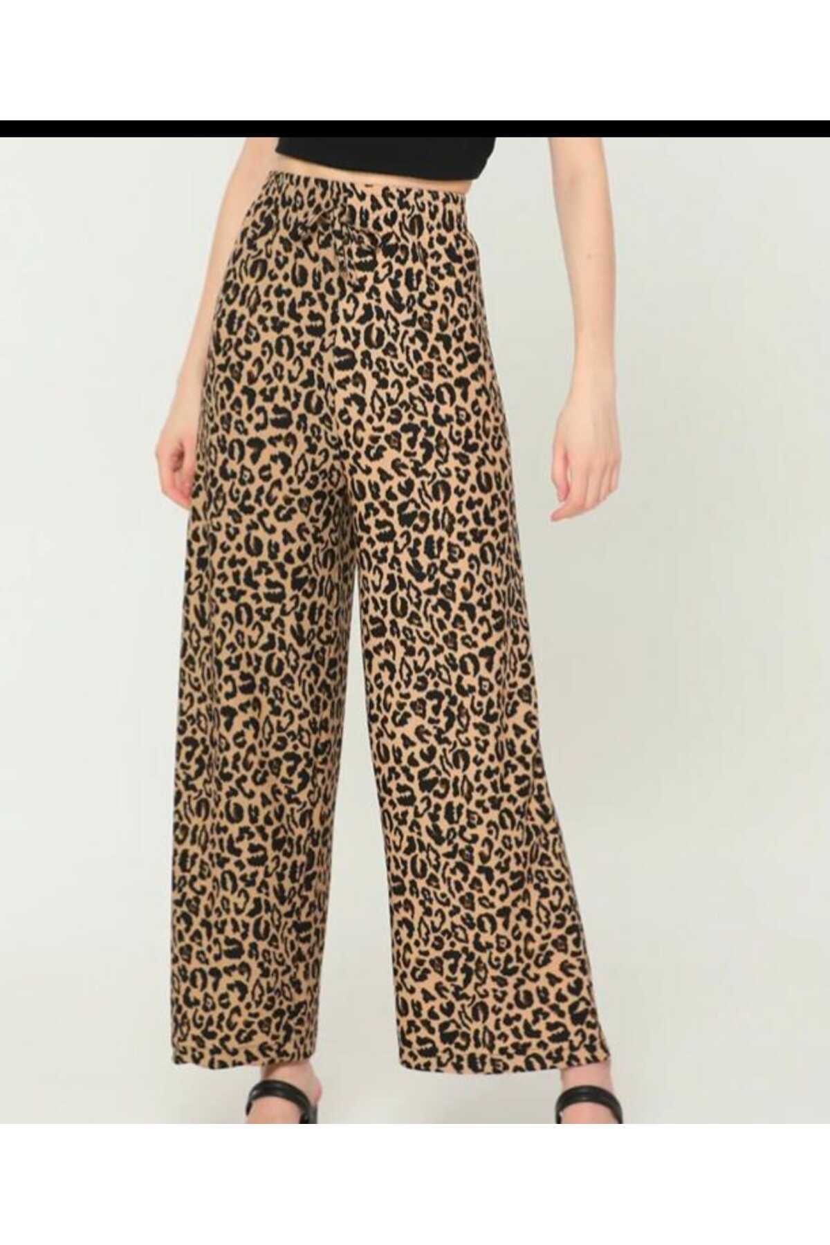 Fua Shop-Women's Leopard Print Lace-Up Loose Trousers 2