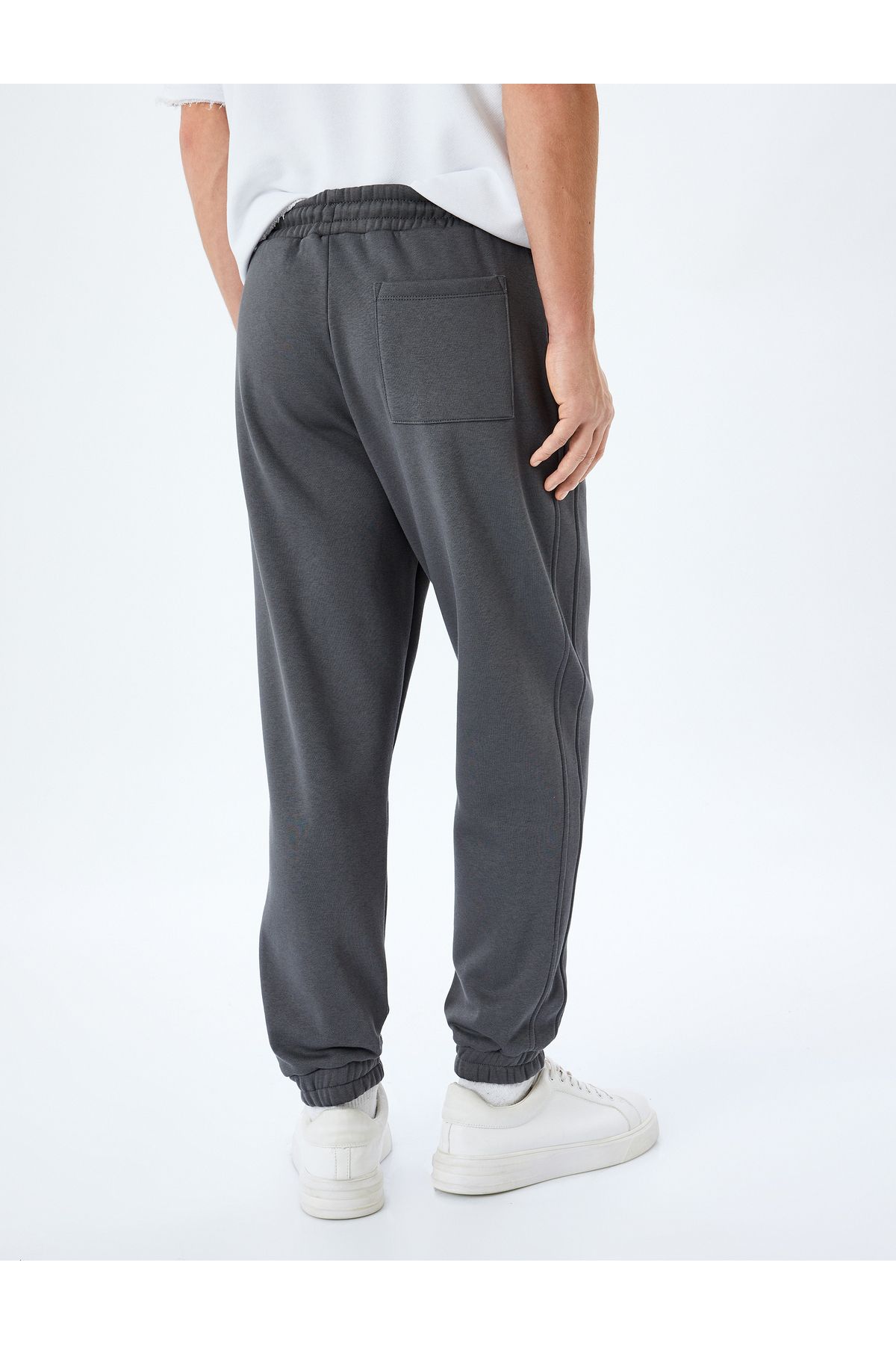 Koton-Cotton Blend - Raster Jogger Sweatpants with Pockets and Stitching Detail 4