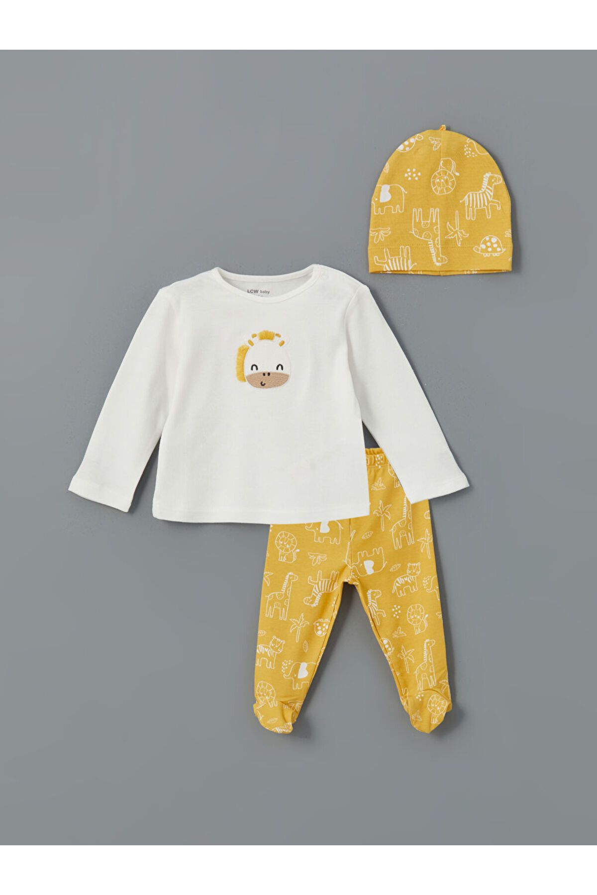 LC Waikiki LCW baby Ekru Bisiklet Yaka Erkek Bebek Hastane Seti